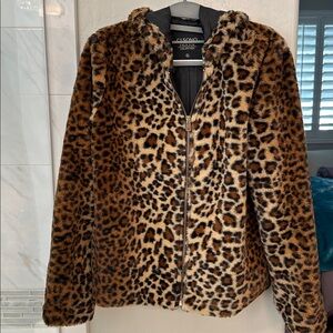 Ci Sono Animal Print Faux Fur Coat